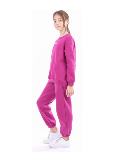 Kız Çocuk Relax Fit Bisiklet Yaka Düşük Omuz Baskılı Sweatshirt - 3 İplik Şardonlu Mürdüm Kız Çocuk Relax Fit Bisiklet Yaka Düşük Omuz Baskılı Sweatshirt - 3 İplik Şardonlu Mürdüm