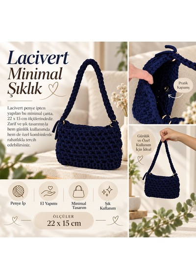 Lacivert Minimal Penye Çanta