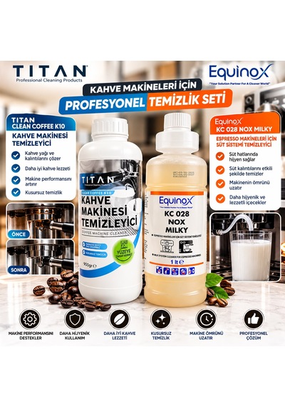 Tıtan Clean Coffee K10 + Equinox Kc 028 Nox Mılky Profesyonel Kahve Makinesi Temizlik Seti