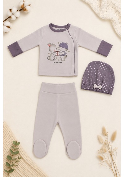Beniizle My Little Friend Baskılı 3'lü Bebek Hastane Çıkış Set Gülkurusu