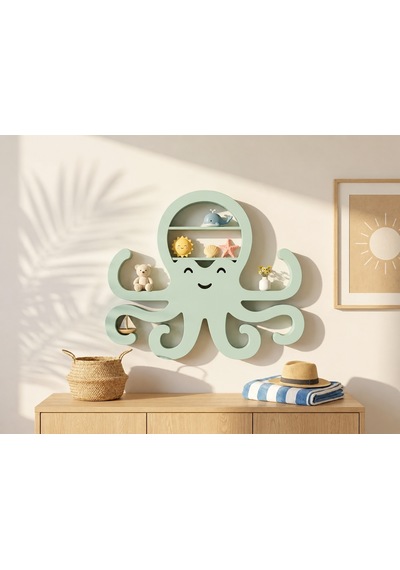 3d Baskı Ahtapot Duvar Rafı - Dekoratif Mini Raf-mint Çok Renkli