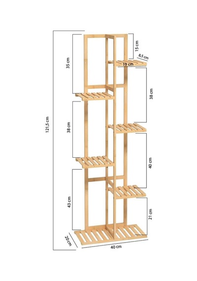 Digithome Bambu 6 Raflı Saksılık Çok Amaçlı Stand Çiçeklik Banyo Düzenleyici Havluluk Db-0025 Kahverengi