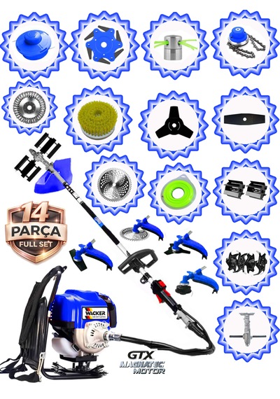 Prowackers German Vrx-750 Force Sırt Tırpan+ Akrobat Çapalama + Toprak Eşeleme 14 Parça Full Setli