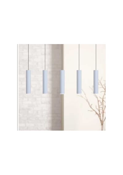 Mylights Sıralı Masaüstü Beşli 5 Li 120 Cm Mat Beyaz Gün Işığı Led Ampullü Led Avize Masa Üstü Led S Siyah