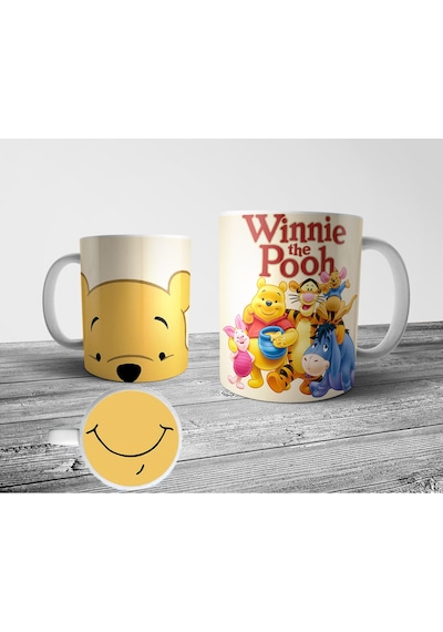 Winnie The Pooh Alt Tabanı Ağız Tasarımlı Kupa Bardak Çok Renkli
