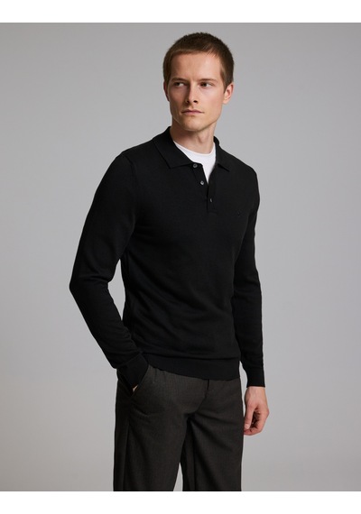 Pierre Cardin Siyah Slim Fit Düğmeli Polo Yaka Basic Triko Kazak 50333894-vr046 Pierre Cardin Siyah Slim Fit Düğmeli Polo Yaka Basic Triko Kazak 50333894-vr046
