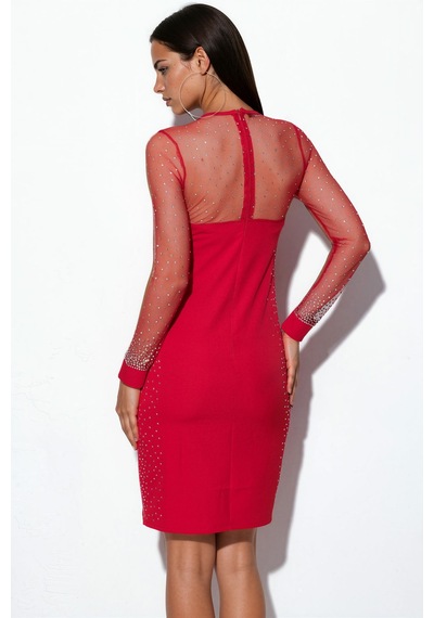 Hiccup Msn Taş Detaylı Payetli Bodycon Mini Elbise Kırmızı