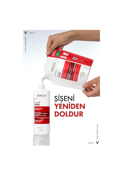 Dercos Energising Saç Dökülmesine Karşı Şampuan, Yeniden Dolum Paketi 400 Ml Tüm Saç Tipleri
