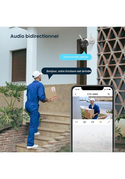 Güvenlik Kamerası Dış Wlan 2k, 3mp Wlan Ip Kamera, İki Yönlü Sesli, 30 M Tam Renkli Gece Görüşü, Ip66 Su Geçirmez, Kişi Tanıma Ve Hareket Algılama, Sd Kart Ve Bulut, Ct6