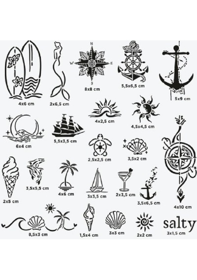 Sea Vibes City Pack Geçici Dövme Şablon Seti 23 Desen