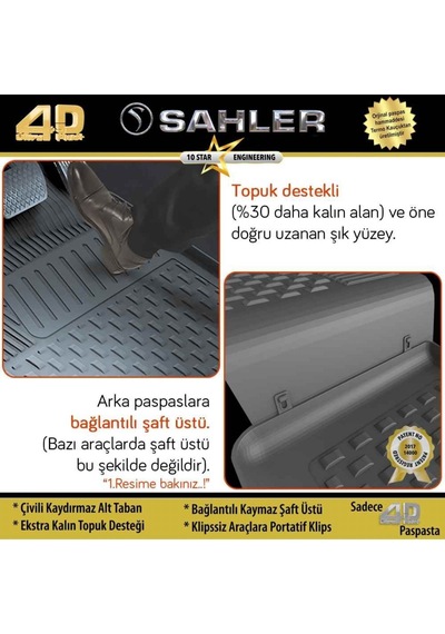Renault Clio Symbol 4.5D Havuzlu Paspas Sahler Siyah 2018+