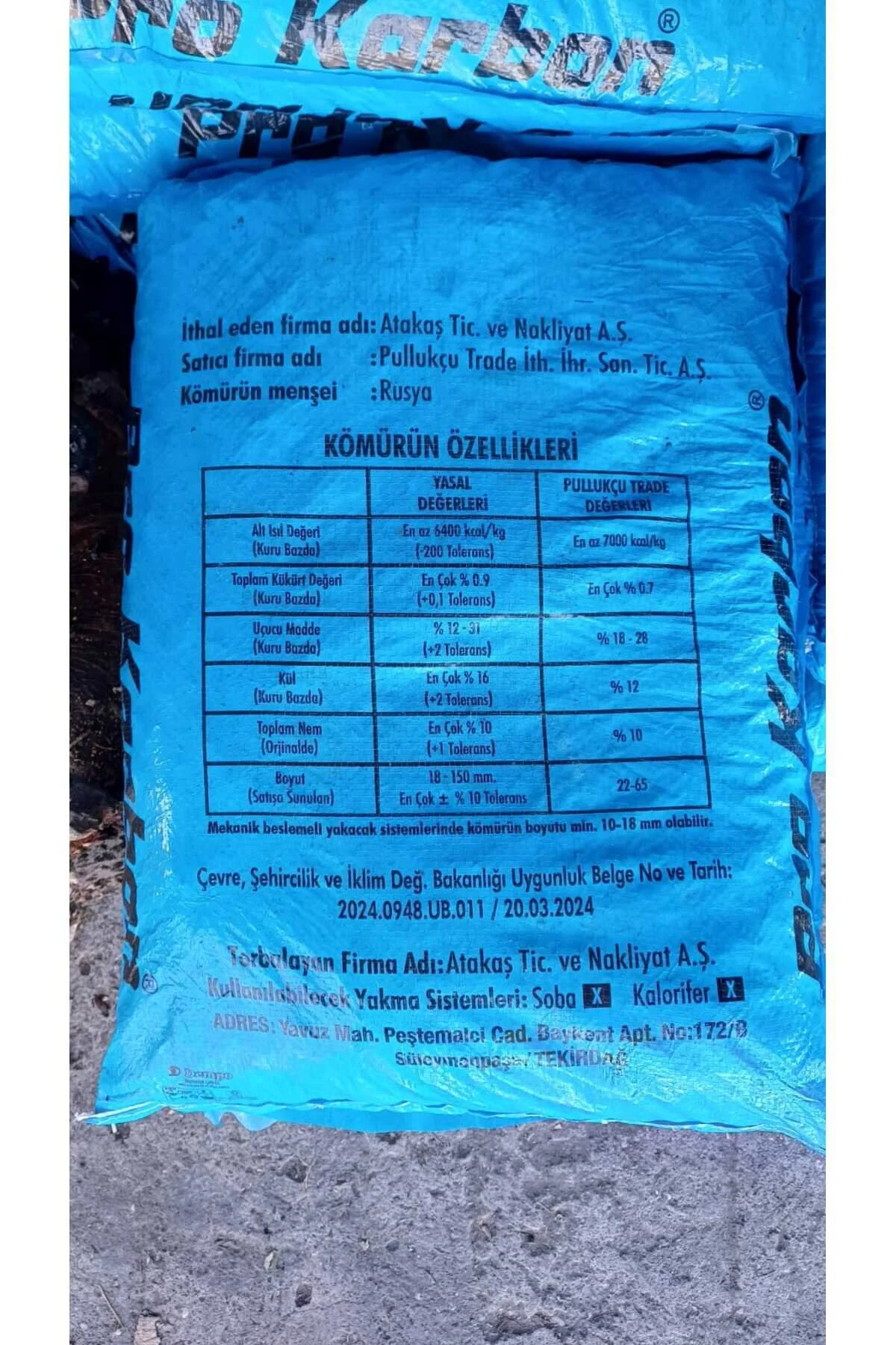Pullukçu Trade Ceviz Torba Kömür - 1. Kalite 25 Kg