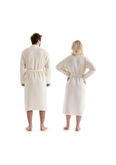 Unisex Kimono Bornoz - Ekru