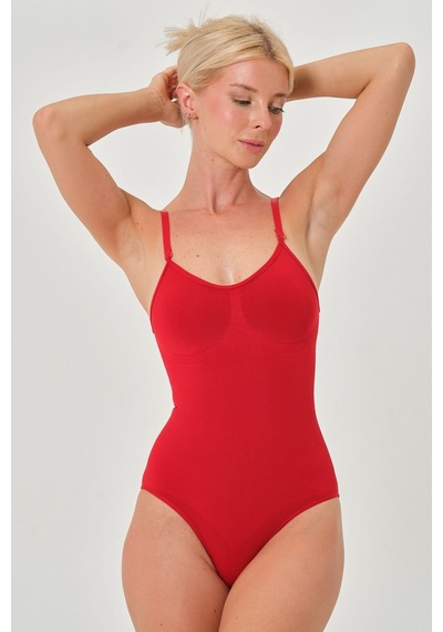 Mistirik Mamey Model Örme Kumaş Toparlayıcı Çıtçıtlı Body Kırmızı Renk Zıbın 4 Kirmizi