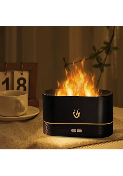 Alev Efektli Ultrasonik Hava Nemlendirici - Sessiz, Otomatik Kapanma, Led Işıklı Aroma Difüzör