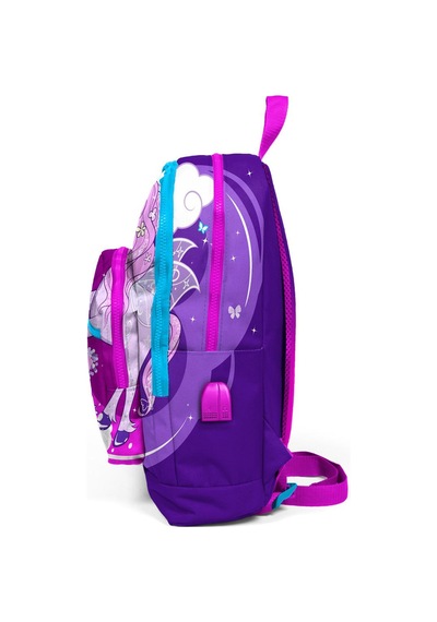 Coral High Kids Dört Bölmeli Mor Pembe Ünicorn Desenli İlkokul Çantası Usb Şarjlı Kulaklık Çıkışlı 23808