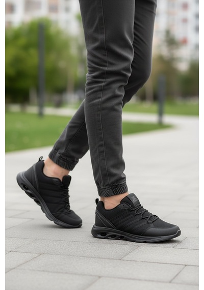 Elit Asprt4138 Erkek Klasik Sneaker Siyah - Füme Siyah - Füme