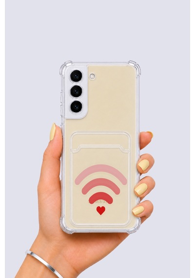 Samsung Galaxy Uyumlu S22 Kartlıklı Aşk Sinyali Desenli Kılıf