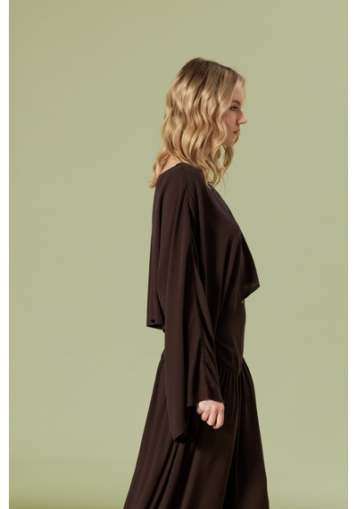 Asimetrik Kimono Kahve