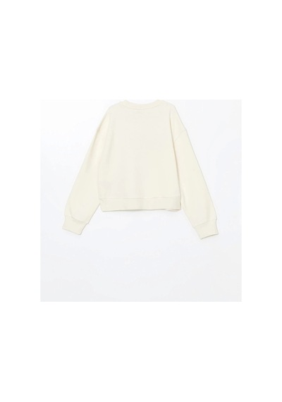 LC Waikiki Lcw Kids Bej Bisiklet Yaka Kız Çocuk Kalın Crop Sweatshirt Beıge