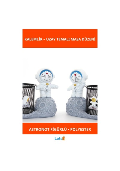 Astronot Temalı Dayanıklı Polyester Kalemlik Çok Renkli