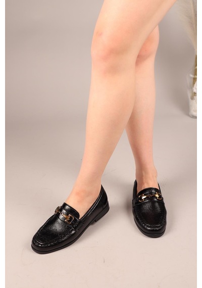 Jive Eskitme Tokalı Loafer Siyah-8031 Siyah