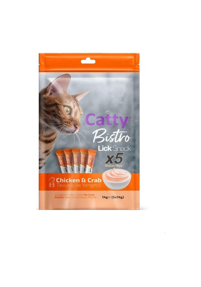 Catty Bistro Tavuklu Ve Yengeçli Yetişkin Kedi Krema Ödülü 5 X 14 Gr