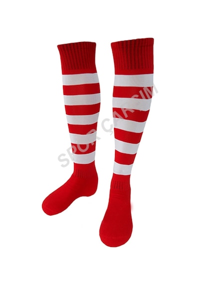 Tam Profesyonel Zebra Futbol Çorabı,Tozluk,Konç Kırmızı-Beyaz