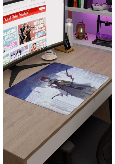 Kujou Sara Genshin Impact Anime Oyuncu V1 - 48x40 Xl Gaming Mouse Pad Fare Altlığı