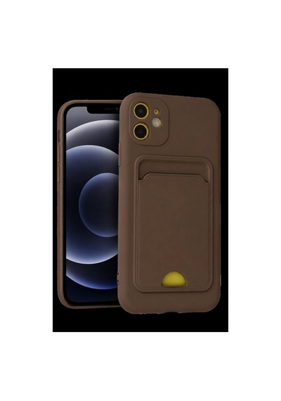 Apple İphone Uyumlu 11 Kılıf Kelvin Kartvizitli Silikon - Kahverengi