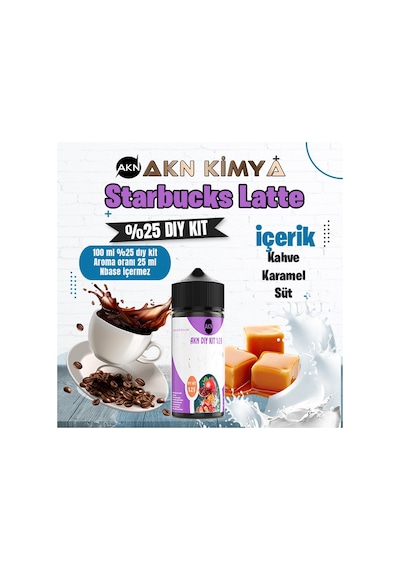 Starbucks Latte Yoğun Dıy Kit Kahve Karamel Süt Gıda Aroması %25 Oranda Aroma İçerir Hazır Değildir 100 Ml