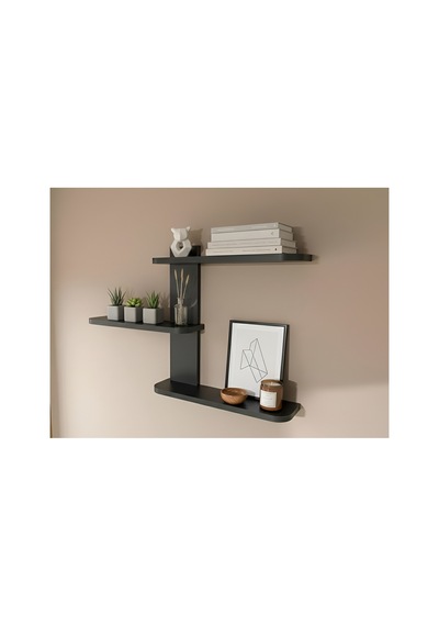 Raf101 Modern Duvar Rafı, Salon Antre Balkon Rafı, Antrasit - 839674254 Antrasit