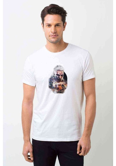 The Witcher Smartphone Baskılı Beyaz Erkek Tshirt
