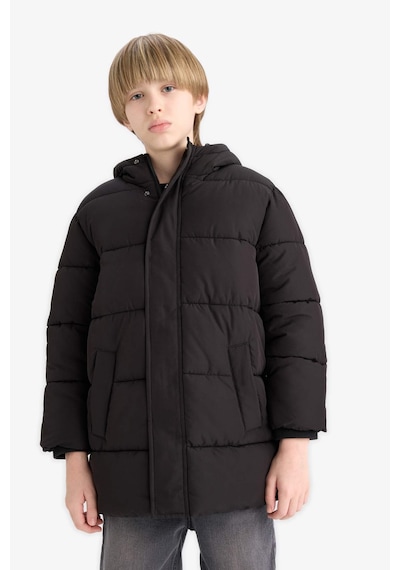 Defacto Su İtici Kapüşonlu Fermuarlı Siyah Erkek Çocuk Parka C8782a8/bk27 Siyah