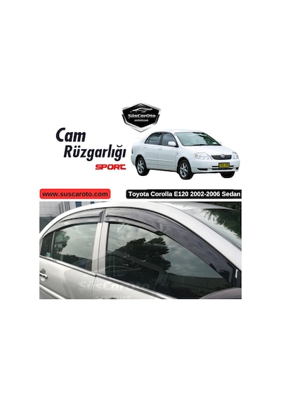 Toyota Corolla E120 2002-2006 Sedan Uyumlu Mugen Cam Rüzgarlığı Seti Piano Black 4'lü İthal 00 Şüscaroto Aksesuar