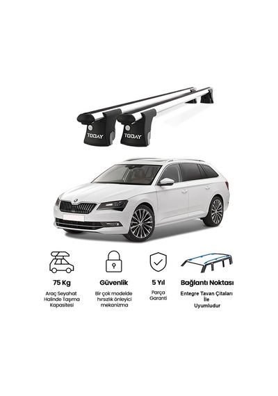 Trio-ı Skoda Superb Kombi 2015 Ve Sonrası Uyumlu Kilitli Ara Atkı 120cm Port Bagaj Tavan Barı
