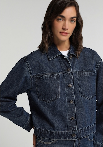 Colin's Colins Oversize Fit Düğmeli Astarsız Kadın Dark İndigo Denim Ceket Cl1082795 Q1.v1 Dn45171
