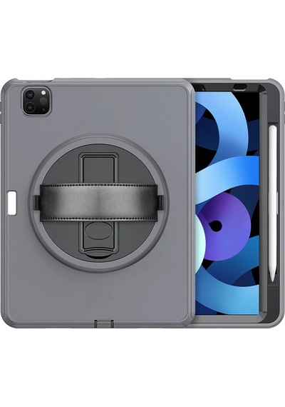 Newface - 756 - iPad Uyumlu Pro 11 2018 Kılıf Hand Strap Tablet Kılıfı - Csmo-tex - - Gri
