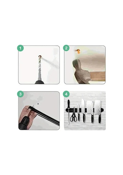Şık Bıçak Yapıştırma Mıknatısı 33 cm Duvara Monte Metal Mıknatıslı Bıçak Tutucu