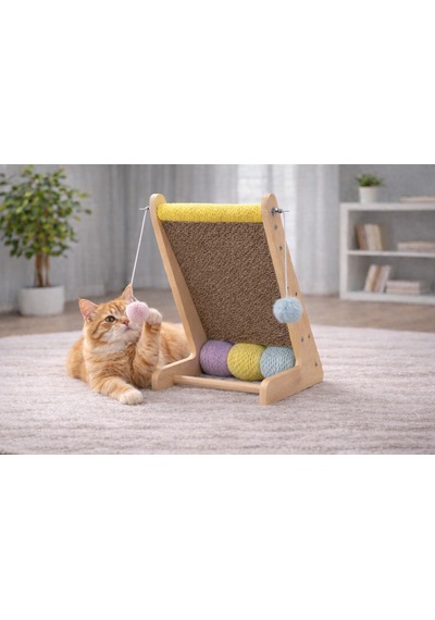 Pureza Ahşap Gövde Kedi Tırmalama Tahtası Oyun Ve Tırmalama Platformu Kedi Oyuncağı Halat Sarımlı Toplu Oyun Alanı