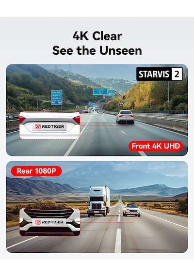 Bagajon 4k Ön Kamera + 1080p Arka Araç Kamerası 24 Saat Kayıt + Park Modu + Kayıt Kiti