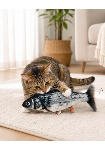 Catnipli Usb Şarjlı Kuyruk Sallayan Hareketli Balık Kedi Oyuncağı, İnteraktif Peluş Kedi Oyuncağı, Kedilerin Takip Etme, Yakalama Ve Avlanma İçgüdüsünü Destekleyen Eğlenceli Oyun Arkadaşı