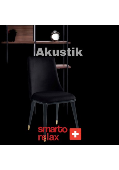 Smarto Relax Akustik 2'li Yemek Masası Sandalye Seti - Ahşap Ayaklı, Siyah Kumaş Siyah