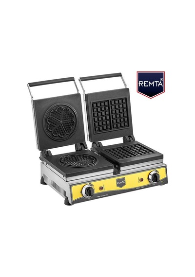 Remta Çiftli Kare+Çiçek Model (21 Cm Çap) Waffle Makinası Elektri