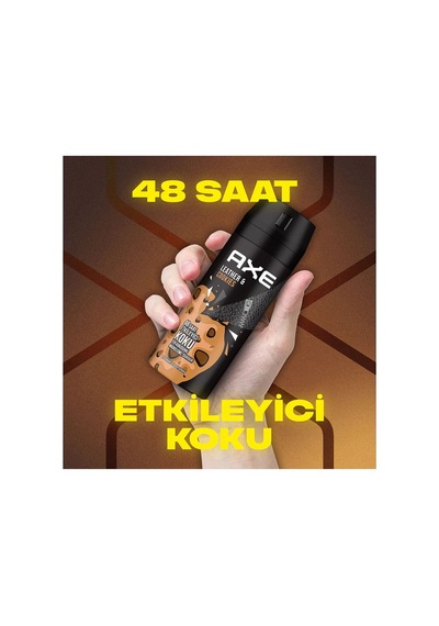 3 Adet Axe Erkek Sprey Deodorant Leather & Cookies 48 Saat Etkileyeci Koku 150 Ml Deri
