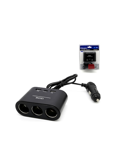 Oto Sarj Çakmak Çoğaltıcı Çift Usb Ve Type C Girişli 3'lü 120w