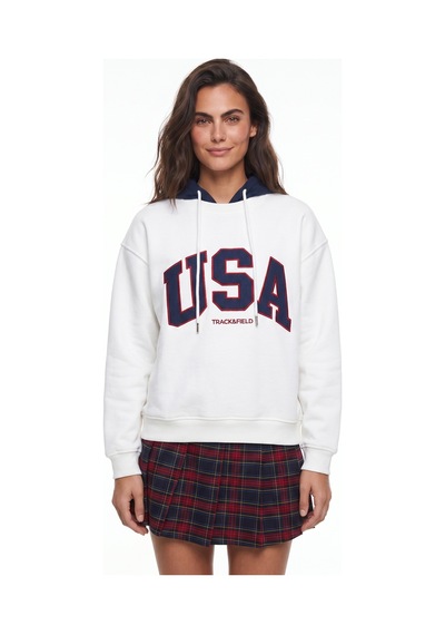 Onloox Kadın Beyaz Beyaz Pamuklu Kapüşonlu Salaş Kesim Usa Nakış İşlemeli Şardonlu Sweatshirt Onloox Kadın Beyaz Beyaz Pamuklu Kapüşonlu Salaş Kesim Usa Nakış İşlemeli Şardonlu Sweatshirt