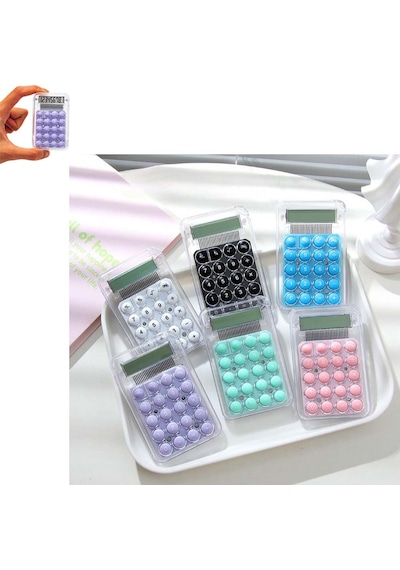 Mini Hesap Makinesi Silikon Tuşlu Lcd Ekran 8 Haneli Şeffaf Mini Hesap Makinesi Ebat 8,5cm X 5,4cm Mavi
