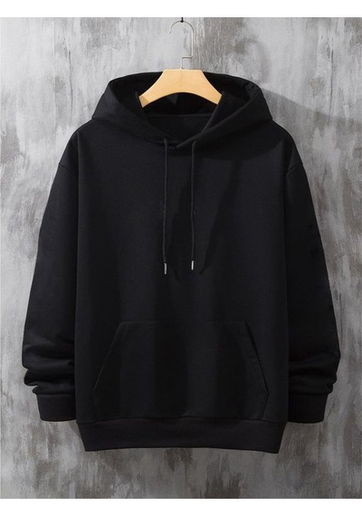 Startmore Kapşonlu Düz Sweatshirt Siyah