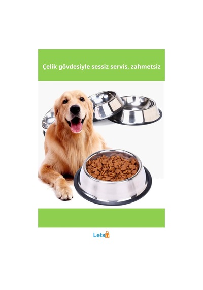 Paslanmaz Çelik Metal Mama Kabı 22 Cm Kauçuk Tabanlı